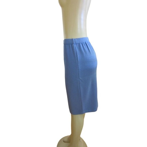 Vtg. St John Marie Gray Evening Blue Knit Skirt Suit w Rhinestones, Sz 4 & 6 - Picture 9 of 12